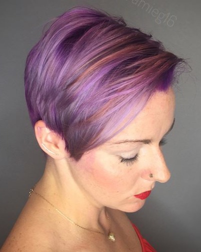 Image of  Women's Hair, Hair Color, Fashion Color, Pixie, Short Ear Length, Blunt, Haircuts