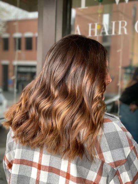 Image of  Haircuts, Blonde, Balayage, Brunette, Blowout, Long, Hairstyles, Beachy Waves, Curly, Women's Hair, Hair Color, Highlights, Hair Length, Curly, Full Color, Color Correction, Shoulder Length, Medium Length, Foilayage