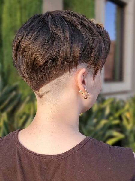 Image of  Women's Hair, Blowout, Short Ear Length, Hair Length, Pixie, Short Chin Length, Blunt, Haircuts, Layered, Shaved, Natural, Hairstyles