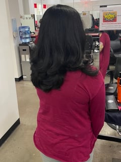View Bangs, Layers, Haircut, Long Hair (Upper Back Length), Women's Hair, Hair Length, Smoothing , Natural Hair, Curls, Hairstyle, Straight - Ahyana Dunham, Newark, DE
