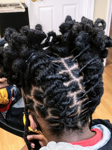 Image of  Kid's Hair, Hairstyle, Locs, Updo