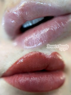 View Lip Blush , Cosmetic Tattoos, Cosmetic, Skin Tone, Fair, Makeup, Look, Daytime, Red Lip, Evening, Glam Makeup, Red, Colors, Pink - Carrie Brown, Clearwater, FL