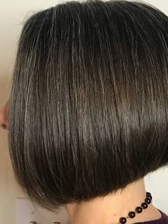 View Women's Hair, Black, Hair Color, Brunette Hair, Short Hair (Chin Length), Hair Length, Blunt (Women's Haircut), Haircut, Bob, Straight, Hairstyle - Amal , Washington, DC