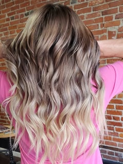 View Blonde, Balayage, Long, Hairstyles, Beachy Waves, Women's Hair, Hair Color, Highlights, Hair Length, Hair Extensions, Medium Length, Foilayage, Sew-In  - Heather Womack, Port Huron, MI