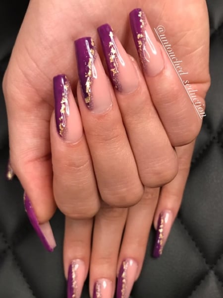 Image of  Nail Art, Nail Style, Nails, Purple, Nail Color, Gel, Nail Finish, Ballerina, Nail Shape, Manicure, Long, Nail Length