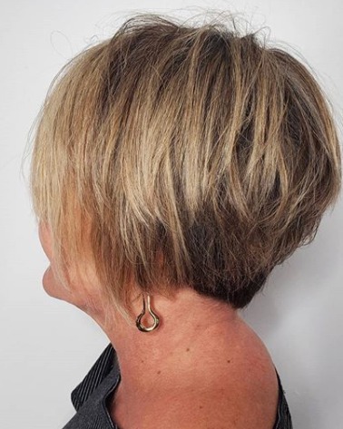 Image of  Women's Hair, Blonde, Hair Color, Pixie, Short Ear Length, Blunt, Haircuts