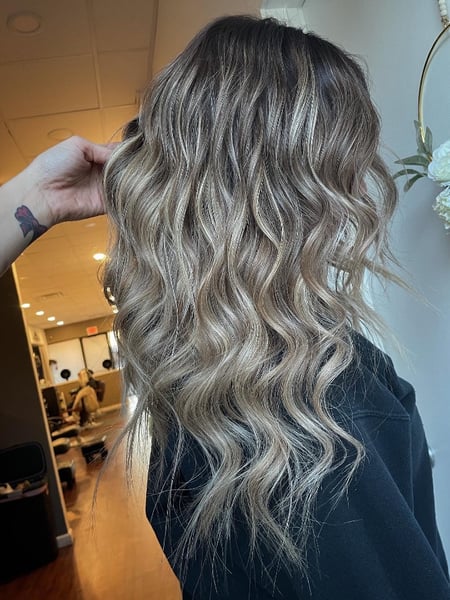 Image of  Shoulder Length, Hair Length, Women's Hair, Balayage, Hair Color, Hair Extensions, Hairstyles, Curly