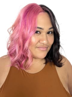 View Women's Hair, Hair Color, Brunette, Fashion Color, Hair Length, Shoulder Length, Medium Length, Curly, Hairstyles - Marcela Villalba, San Diego, CA