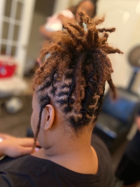 Image of  Women's Hair, Locs, Hairstyles, Natural, Protective, Updo