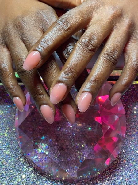 Image of  Nails, Gel, Nail Finish, Nail Length, Short, Nail Color, Pink, Almond, Nail Shape, Oval