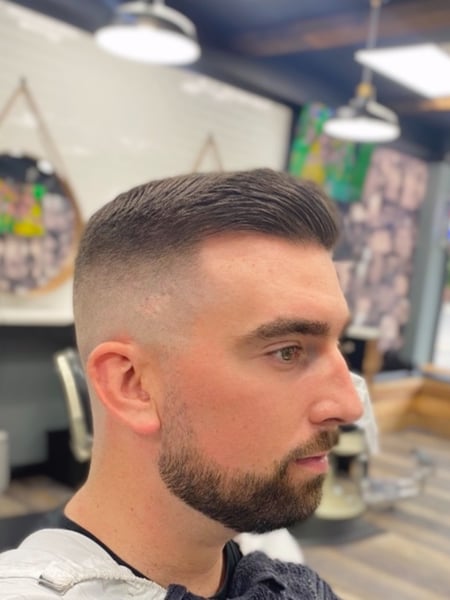 Image of  Men's Hair, Low Fade, Haircut, Medium Fade, High Fade, Hairstyles, Mohawk, Mullet, Hair Color, Fashion Color , Blonde, Brunette, Highlights, Grey, Red, Blowout