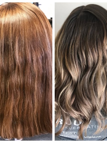 Image of  Haircuts, Women's Hair, Layered, Hairstyles, Beachy Waves, Curly, Highlights, Hair Color, Full Color, Color Correction, Blonde, Balayage, Foilayage, Brunette