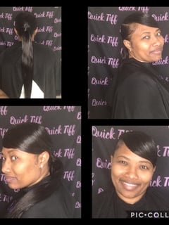 View Black, Protective Styles (Hair), Smoothing , Silk Press, Hairstyle, Straight, Hair Extensions, Hair Length, Long Hair (Mid Back Length), Hair Color, Women's Hair - Tiffany Dingleel, Baltimore, MD