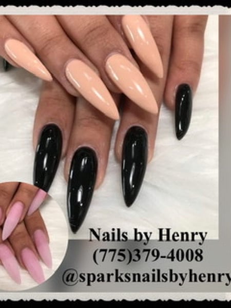 Image of  Long, Nail Length, Nails, Pink, Nail Color, Black, Acrylic, Nail Finish, Stiletto, Nail Shape
