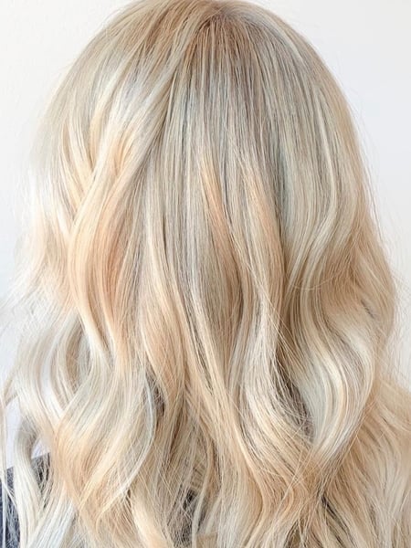 Image of  Women's Hair, Blonde, Hair Color, Color Correction, Highlights, Medium Length, Hair Length, Beachy Waves, Hairstyles