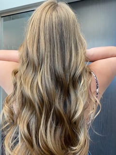 View Women's Hair, Balayage, Hair Color, Long, Hair Length, Layered, Haircuts, Beachy Waves, Hairstyles - Rush Montagne, Raleigh, NC