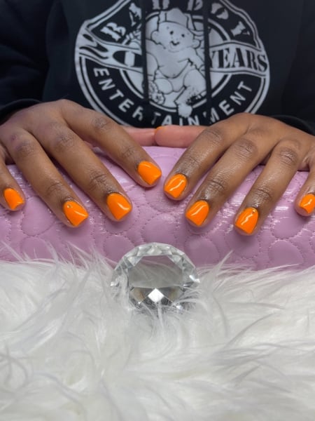 Image of  Nails, Manicure, Acrylic, Nail Finish, Orange, Nail Color