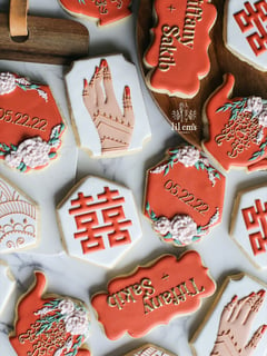 View Cookies, Occasion, Wedding, Congratulations, Anniversary, Valentine's Day, Engagement, Color, Red, White, Theme, Floral, Wedding, Engagement, Art - Emily Yetter, North Hollywood, CA