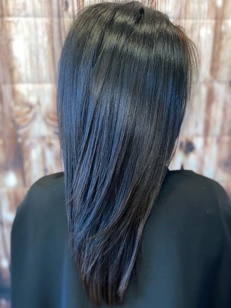 Image of  Women's Hair, Hair Color, Black, Brunette, Medium Length, Hair Length, Layered, Haircuts
