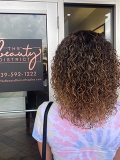 View Women's Hair, Hair Color, Foilayage, Highlights, Blonde, Brunette, Hair Length, Medium Length, Curly, Haircuts, Layered, Curly, Hairstyles, Natural - Nicole Centeno, Naples, FL