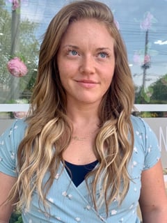View Blowout, Weave, Curly, Hair Extensions, Beachy Waves, Hairstyles, Short Chin Length, Hair Length, Blonde, Balayage, Hair Color, Women's Hair - Samantha Margiotta, Voorhees, NJ