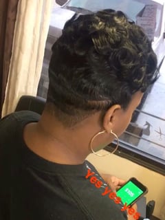 View Black, Vintage (Hair), Weave, Hairstyle, Hair Extensions, Haircut, Curly, Short Hair (Ear Length), Pixie, Hair Color, Women's Hair - Kianna Jones, Statesboro, GA