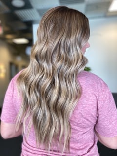 View Women's Hair, Blowout, Balayage, Hair Color, Blonde, Foilayage, Highlights, Long, Hair Length, Layered, Haircuts, Beachy Waves, Hairstyles - Christine Frank , Spring, TX