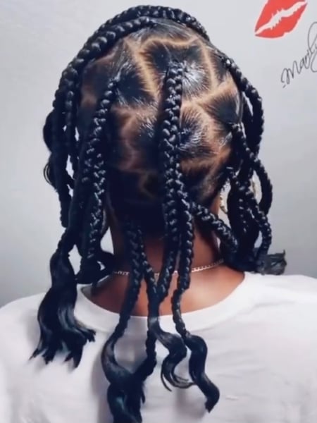 Image of  Medium Length, Hair Length, Women's Hair, Long, Black, Hair Color, Boho Chic Braid, Hairstyles, Protective, Braids (African American), 4B, Hair Texture, 4C