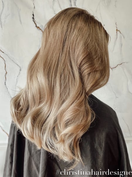 Image of  Women's Hair, Hair Color, Balayage, Blonde, Brunette, Color Correction, Foilayage, Full Color, Highlights, Hair Length, Ombré, Shoulder Length, Medium Length, Long, Haircuts, Bangs, Curly, Layered, Hairstyles, Beachy Waves