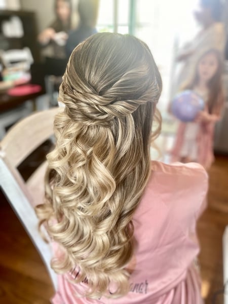 Image of  Bridal, Hairstyles, Women's Hair, Curly, Boho Chic Braid