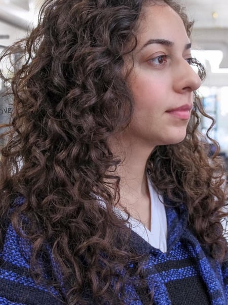 Image of  Women's Hair, Hair Length, Long Hair (Mid Back Length), Curly, Haircut, Layers, Curls, Hairstyle, Natural Hair