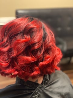 View Bob, Haircuts, Women's Hair, Curly, Red, Hair Color, Fashion Color, Black - Amy Harwood, Glasgow, KY