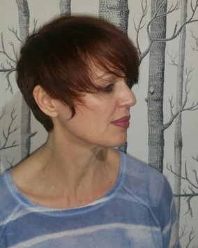 Image of  Women's Hair, Red, Hair Color, Pixie, Short Ear Length, Blunt, Haircuts, Straight, Hairstyles
