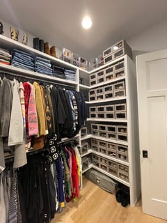 View Closet Organization, Hats, Handbags, Folded Clothes, Shoe Shelves, Hanging Clothes, Professional Organizer - Alana Frost, San Diego, CA