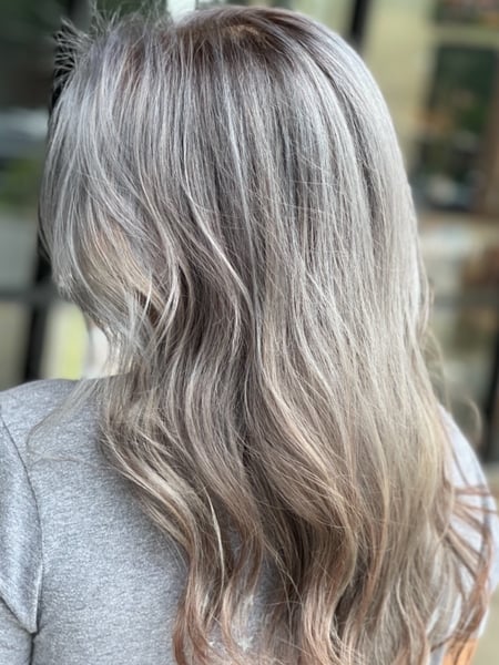 Image of  Women's Hair, Hair Color, Highlights, Silver, Beachy Waves, Hairstyles