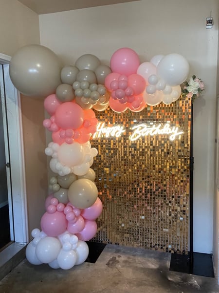 Image of  Balloon Decor, Arrangement Type, Balloon Wall, Balloon Garland, Balloon Arch, Event Type, Birthday, Baby Shower, Wedding, Graduation, Holiday, Valentine's Day, Corporate Event, Accents, Flowers, Characters, Lighted Signs, Balloon Column, School Pride, Banner, Yard Signs, Number Signs