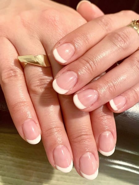 Image of  Nails, Manicure, White, Nail Color, Short, Nail Length, Oval, Nail Shape, French Manicure, Nail Style