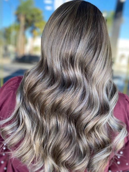 Image of  Women's Hair, Hair Color, Balayage, Blonde, Brunette, Foilayage, Full Color, Highlights, Hair Length, Medium Length, Long, Haircuts, Layered, Beachy Waves, Hairstyles, Curly, Curly, Natural, Permanent Hair Straightening