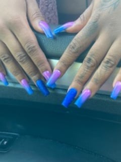 View Purple, Nails, Acrylic, Nail Finish, Long, Nail Length, Black, Nail Color, Glitter, Square, Nail Shape - Shay, Calumet City, IL