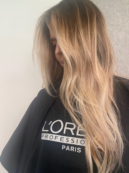 Image of  Haircuts, Ombré, Blonde, Balayage, Blowout, Long, Hairstyles, Curly, Women's Hair, Hair Color, Highlights, Layered, Hair Length, Foilayage