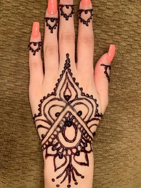 Image of  Nails, Hand Painted, Nail Style, Brown, Nail Color, Henna, Cosmetic Tattoos, Cosmetic