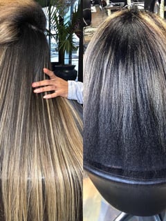 View Hair Color, Women's Hair, Highlights, Hair Extensions, Hairstyles, Straight, 4B, Hair Texture, Silk Press, Permanent Hair Straightening - Miya W, San Francisco, CA