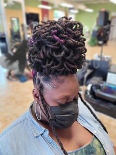 View Natural Hair, Women's Hair, Hair Color, Fashion Hair Color, Hairstyle, Locs, Updo, 4C, Hair Texture - Alethia Benjamin, Fort Lauderdale, FL
