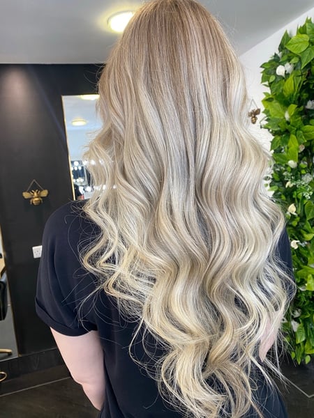 Image of  Women's Hair, Blowout, Hair Color, Balayage, Blonde, Brunette, Color Correction, Fashion Color, Foilayage, Full Color, Highlights, Ombré, Long, Hair Length, Medium Length, Bangs, Haircuts, Layered, Curly, Beachy Waves, Hairstyles