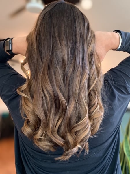 Image of  Women's Hair, Blowout, Hair Color, Balayage, Foilayage, Brunette, Blonde, Ombré, Hair Length, Long, Haircuts, Layered, Hairstyles, Beachy Waves, Curly