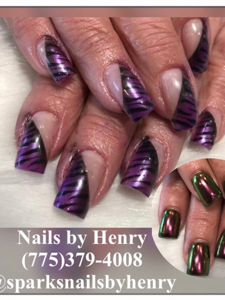 Image of  Medium, Nail Length, Nails, Short, Airbrush, Nail Style, Purple, Nail Color, Acrylic, Nail Finish