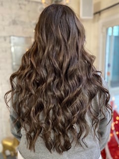 View Women's Hair, Hair Color, Brunette, Full Color, Long, Hair Length, Curly, Hairstyles, Beachy Waves - Megan Donlin, Erie, PA