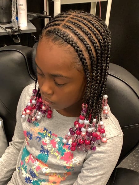 Image of  Girls, Haircut, Kid's Hair, Boys, Braiding (African American), Hairstyle, Protective Styles