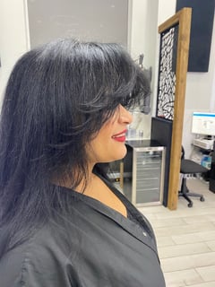 View Women's Hair, Layered, Haircuts, Bangs, Dominican Blowout, Permanent Hair Straightening, Long, Hair Length - Alanna Mateo, Paramus, NJ