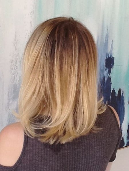 Image of  Women's Hair, Balayage, Hair Color, Ombré, Shoulder Length, Hair Length, Blunt, Haircuts, Straight, Hairstyles